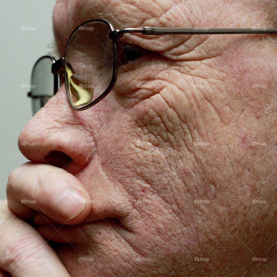 Older man close up profile