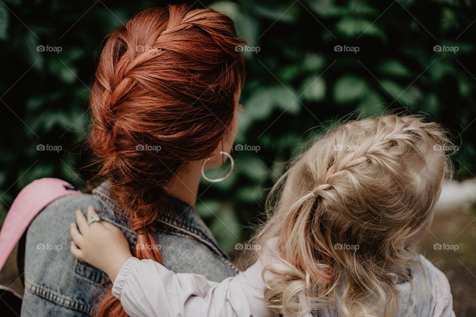 like mother like daughter / hair style / braids / colorful