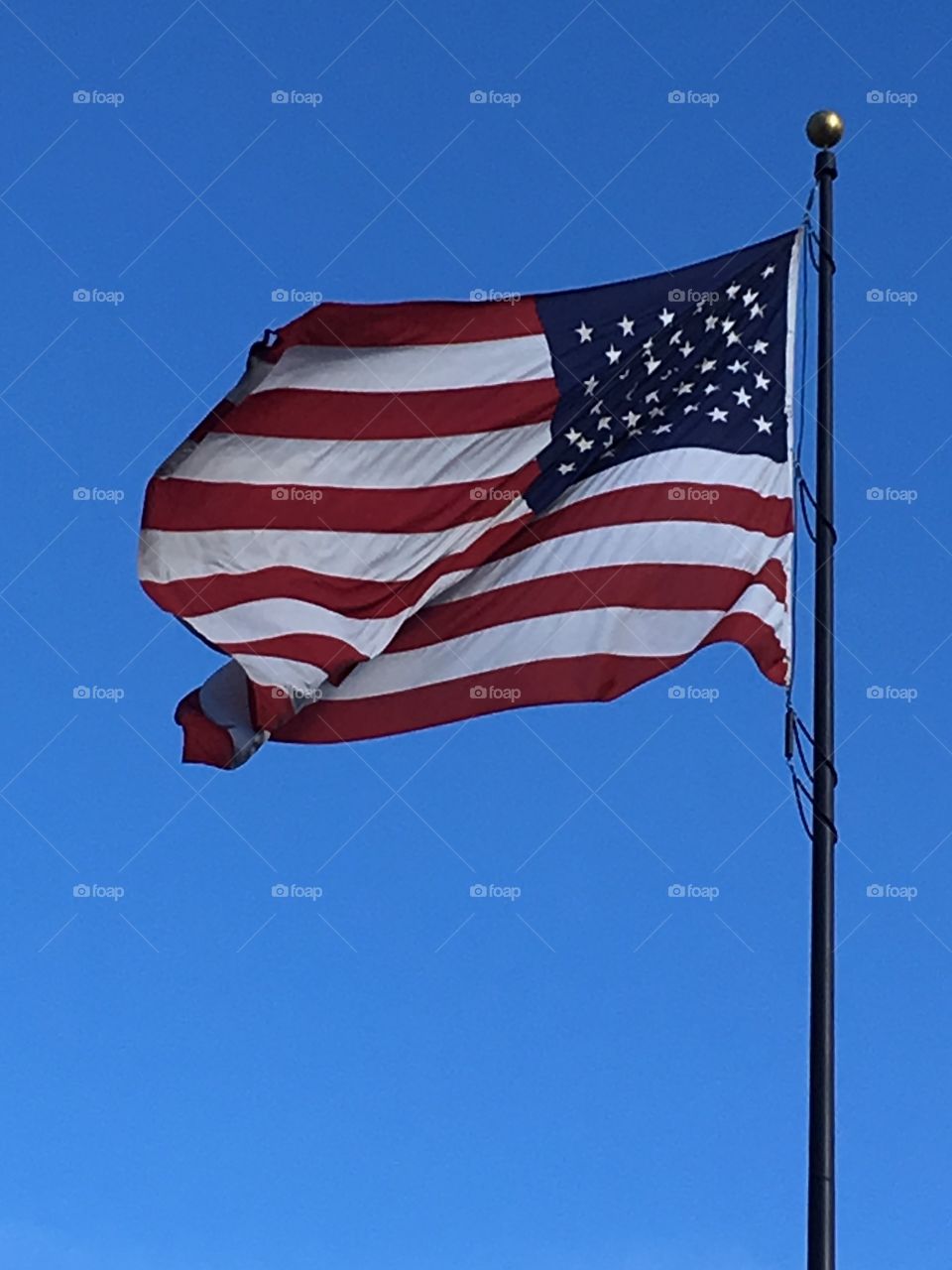 American Flag On A Windy Day