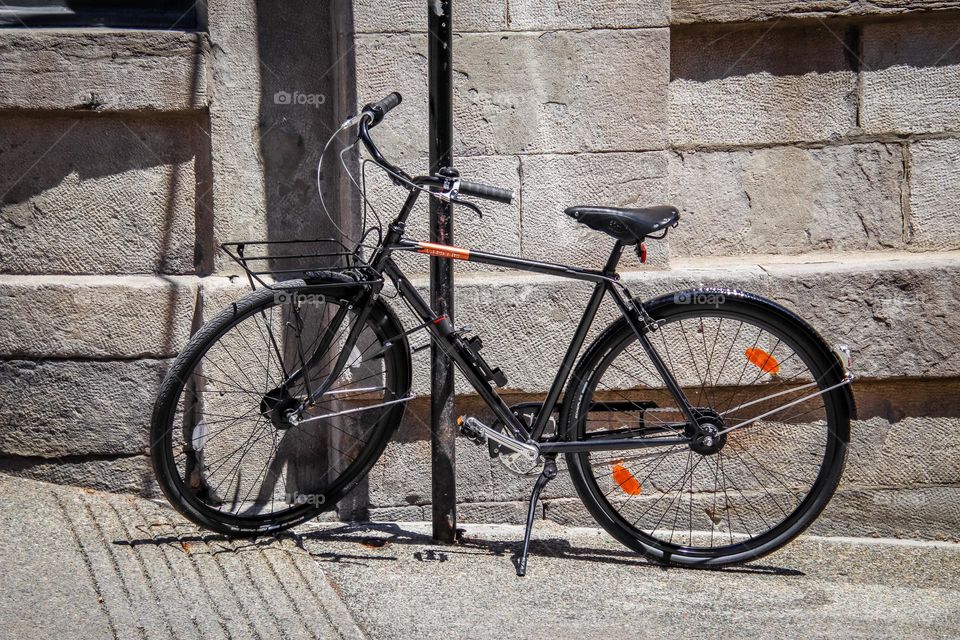 Black bike on a street