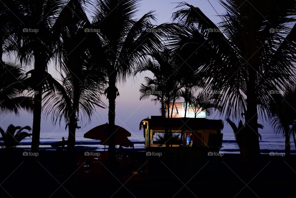 Sunset in Huanchaco, Peru. Twilight image from the coastal village of Huanchaco, a popular surfing destination.