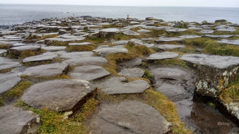 The alien rock formations in Giant's Causeway,North Ireland