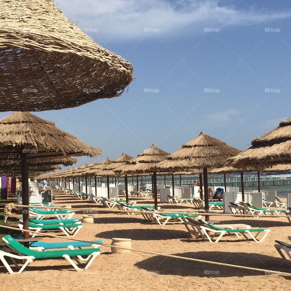 Parasols on beach