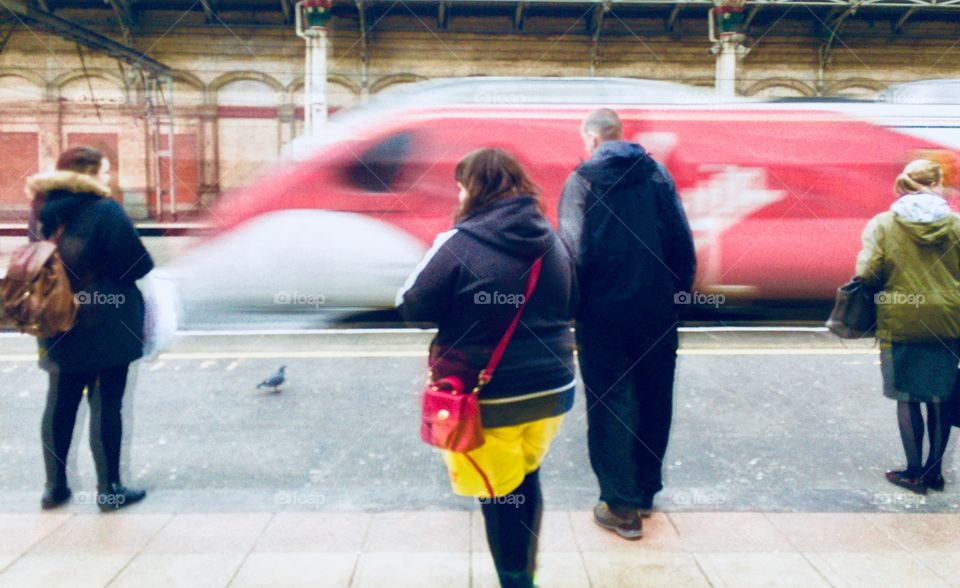 People Waiting For A Train, Train Arriving Into The Station, Motion Of A Train, People At The Train Station