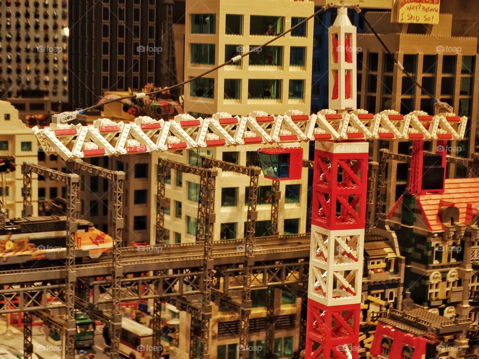 City Skyline Diorama. Busy City Constructed Out Of Lego Bricks
