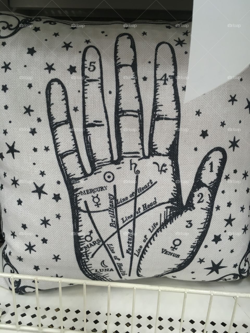 Fortune telling hand pillow 