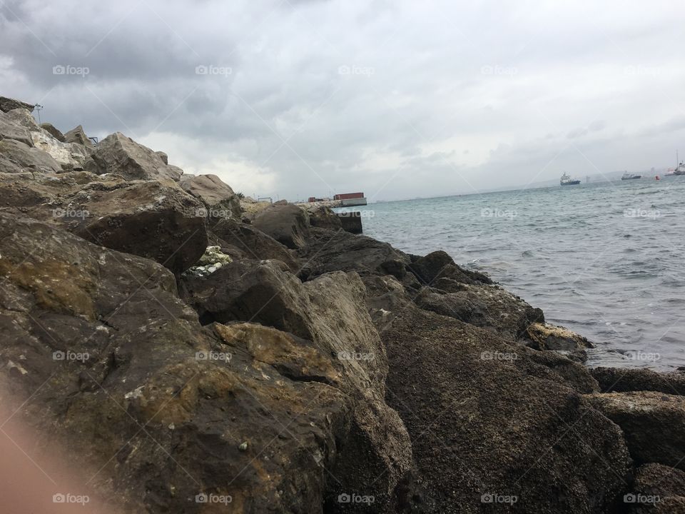 Sea -rocks -clouds -water