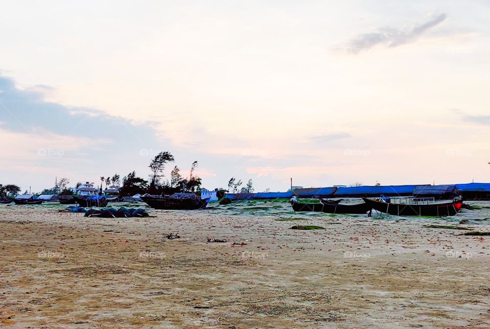 Beach in evening seems beautiful