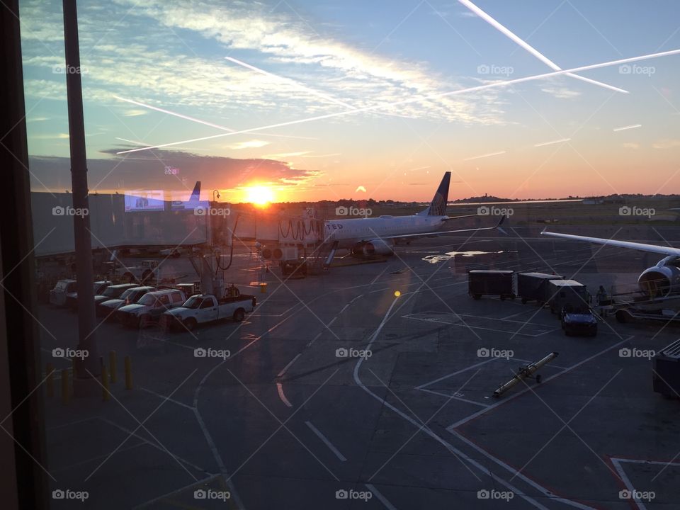 Sunset over Logan Airport 