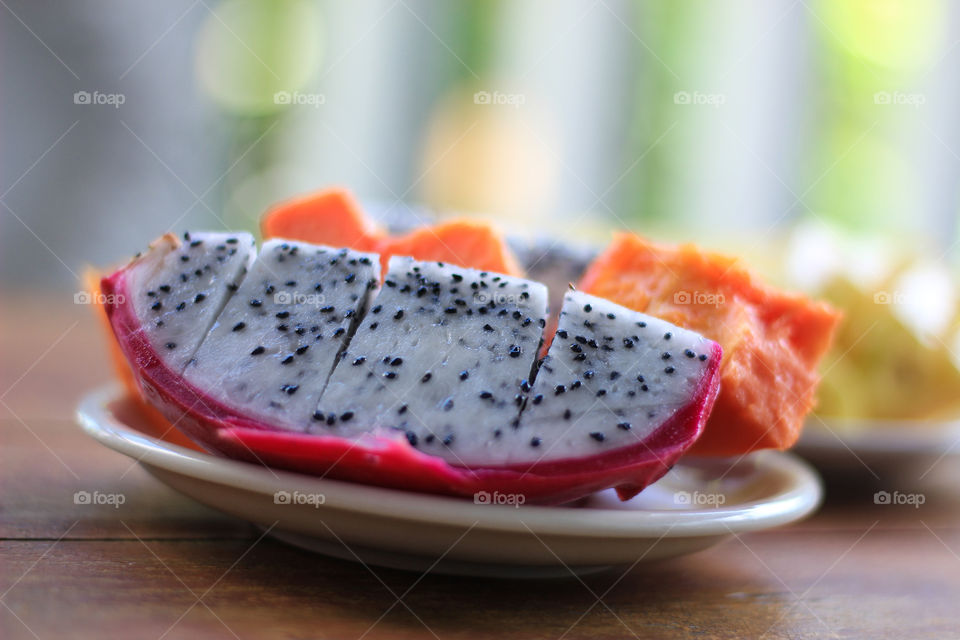 Exotic fruits for breakfast 