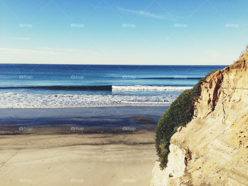 beach waves california cliff by ninjacentral