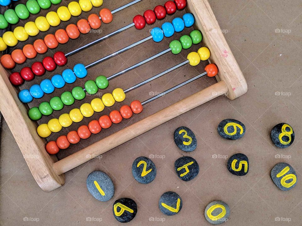 colorful abacus with number stones