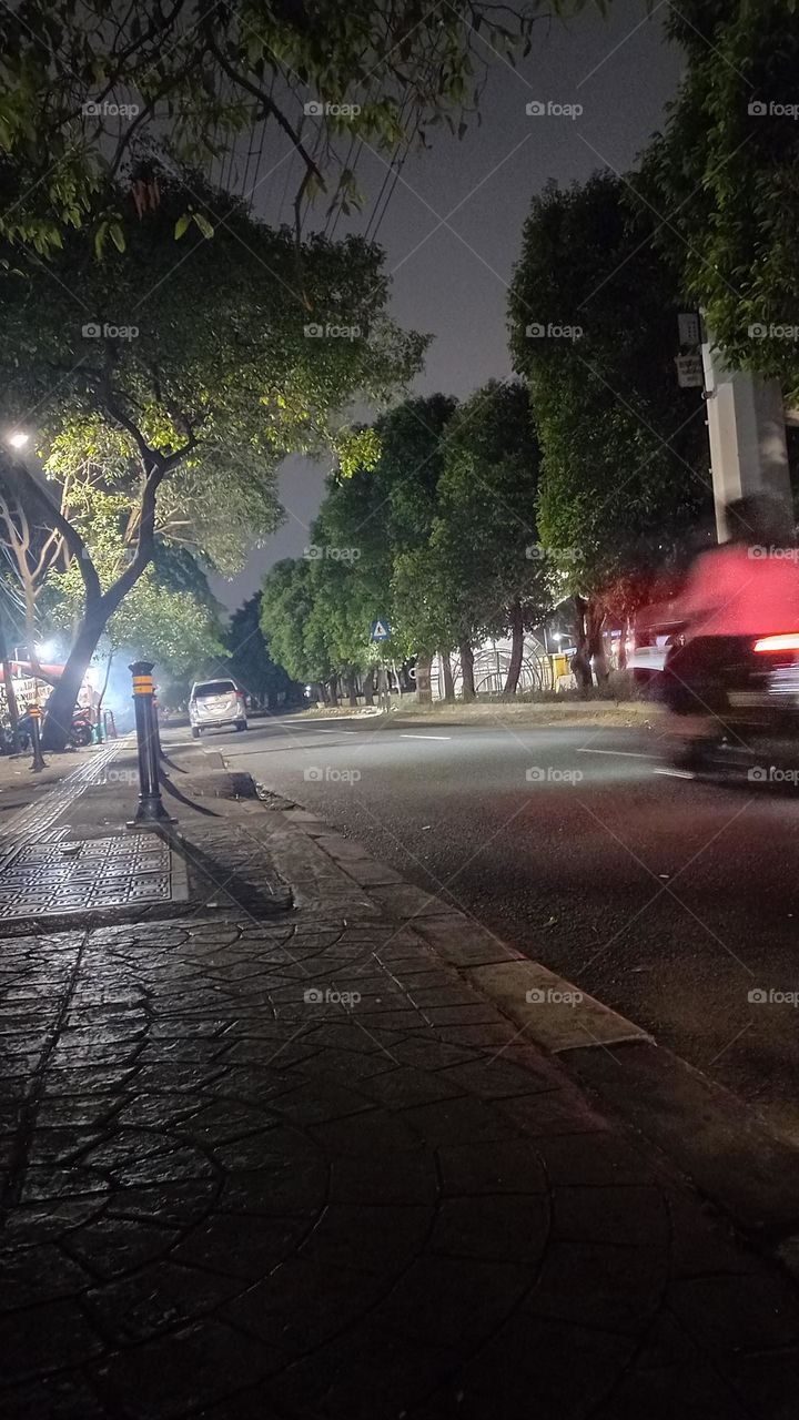 Night on the side of the highway