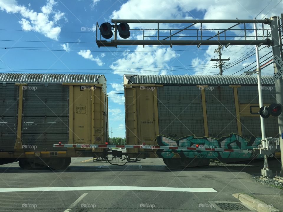 Waiting at the train crossing