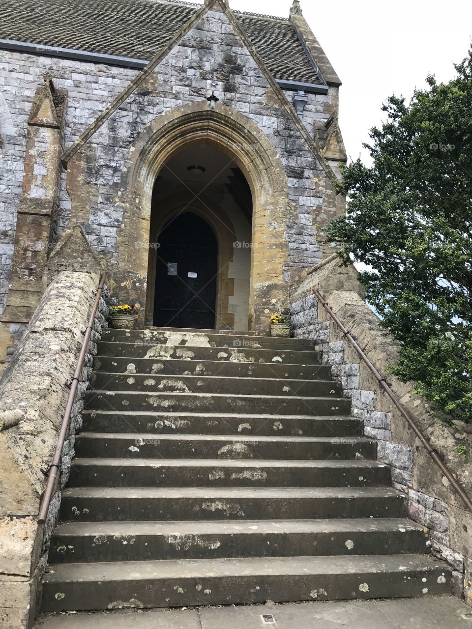 Entrance to the local Otterton Church, the steps leading to the entrance look significant.