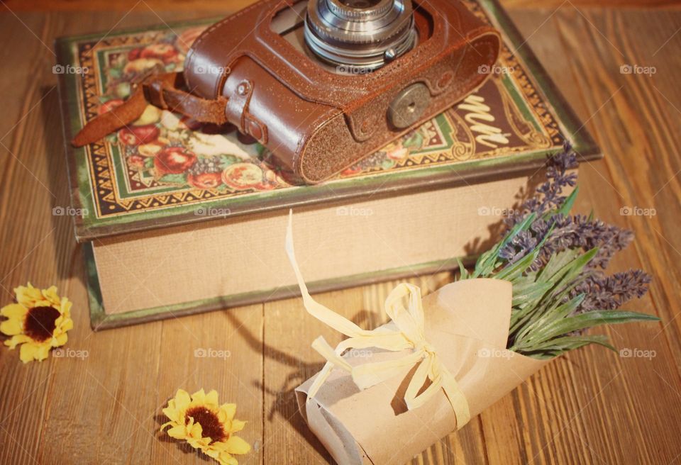 Old Vintage Camera & Book