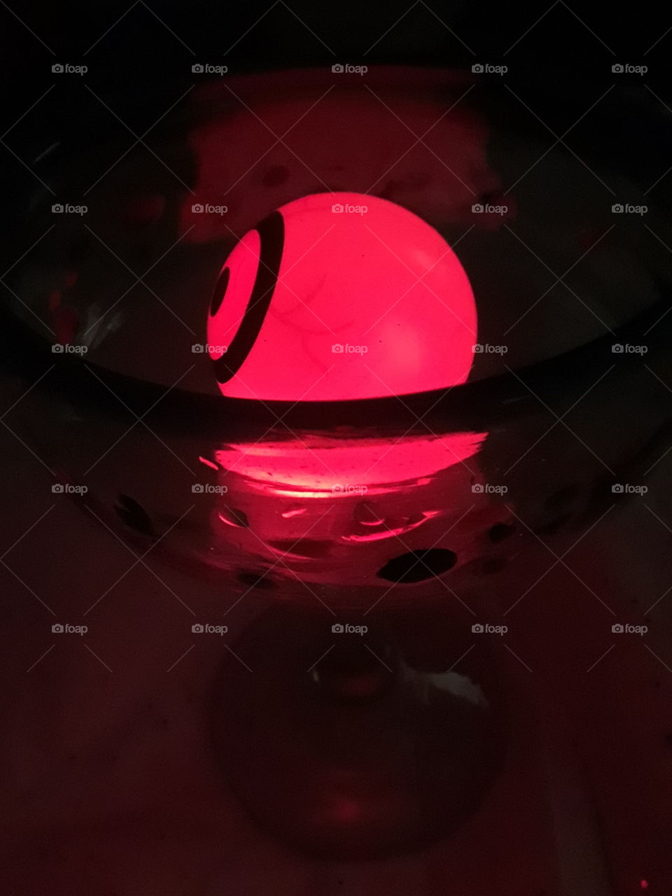 Red Bullseye Lit Ball In Glass