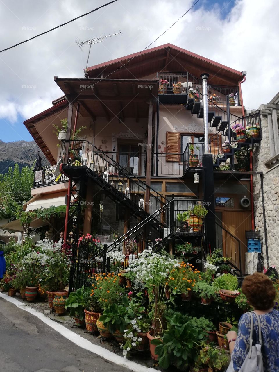 Flower Pot's and lanterns in a row