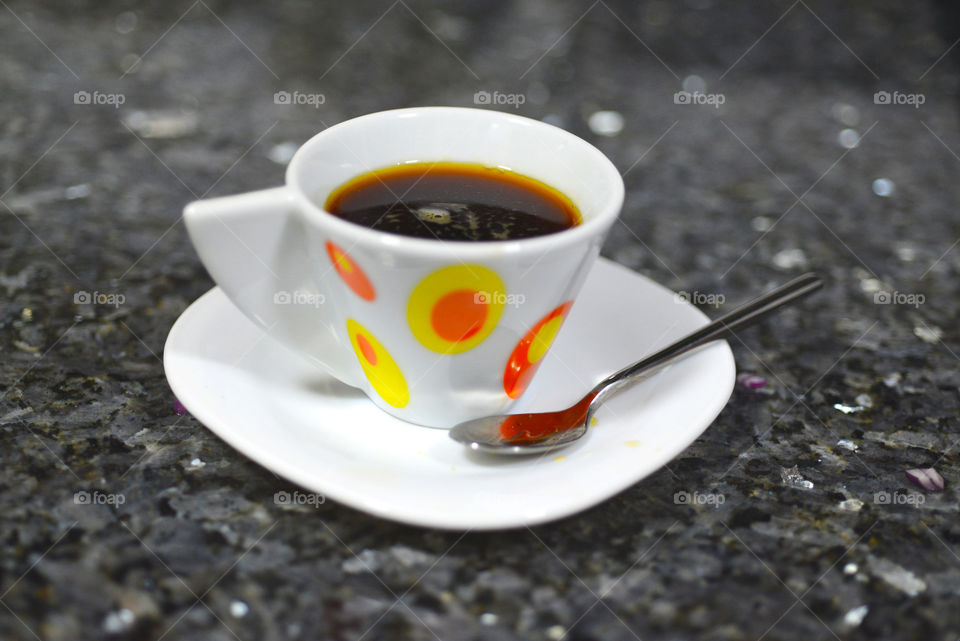 Close-up of black tea in cup