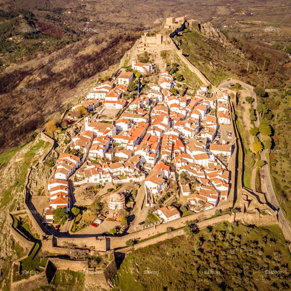 Aerial view of the village Marvão Portugal 