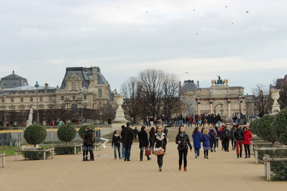 People in the park of Louvre,France