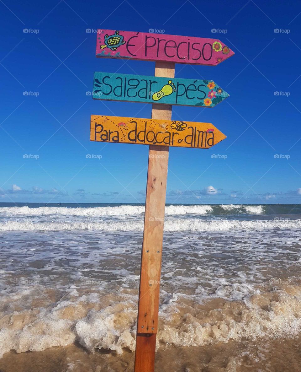 Praia Verão Onda Mar Mensagem Placa