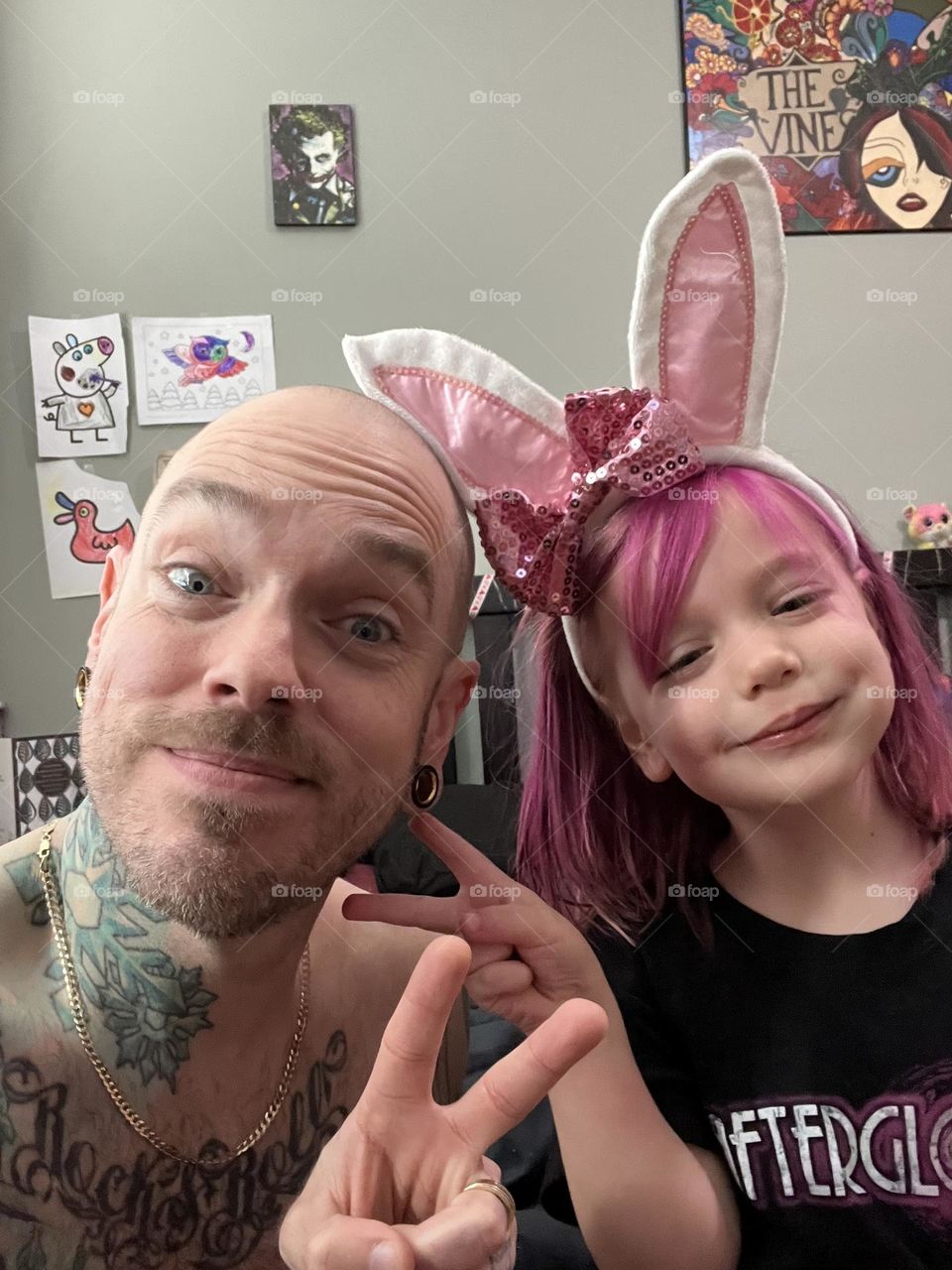 Bunny ears with dad