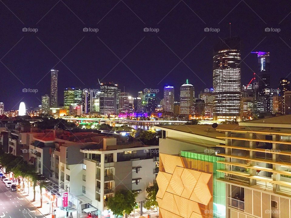 South Brisbane shining at night