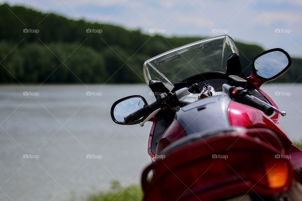 sport Motorcycle near river 