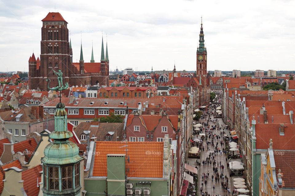 Street of an old European city top view