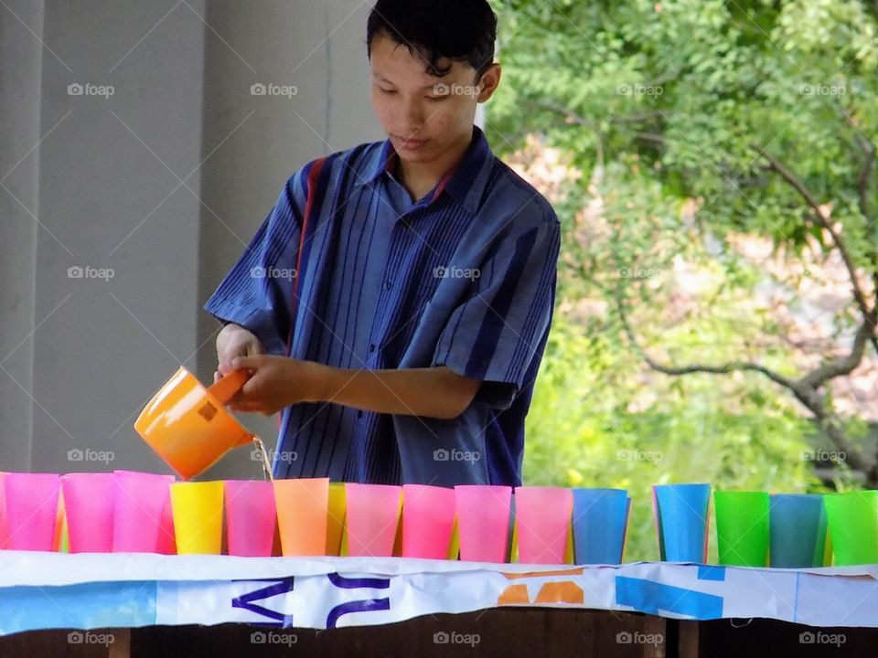 Pouring drinking water
