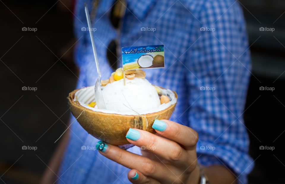 Coconut IceCream. One of the most popular dessert in Thailand. Perfect to refresh during summer time