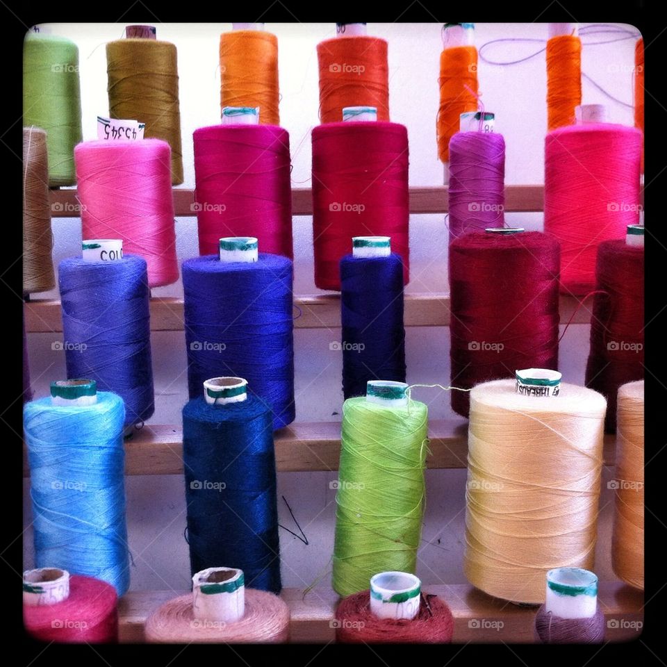 Coloured cotton thread