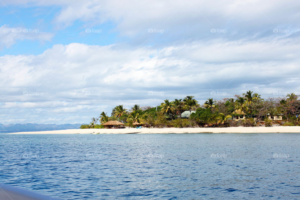 Scenic view of peaceful island