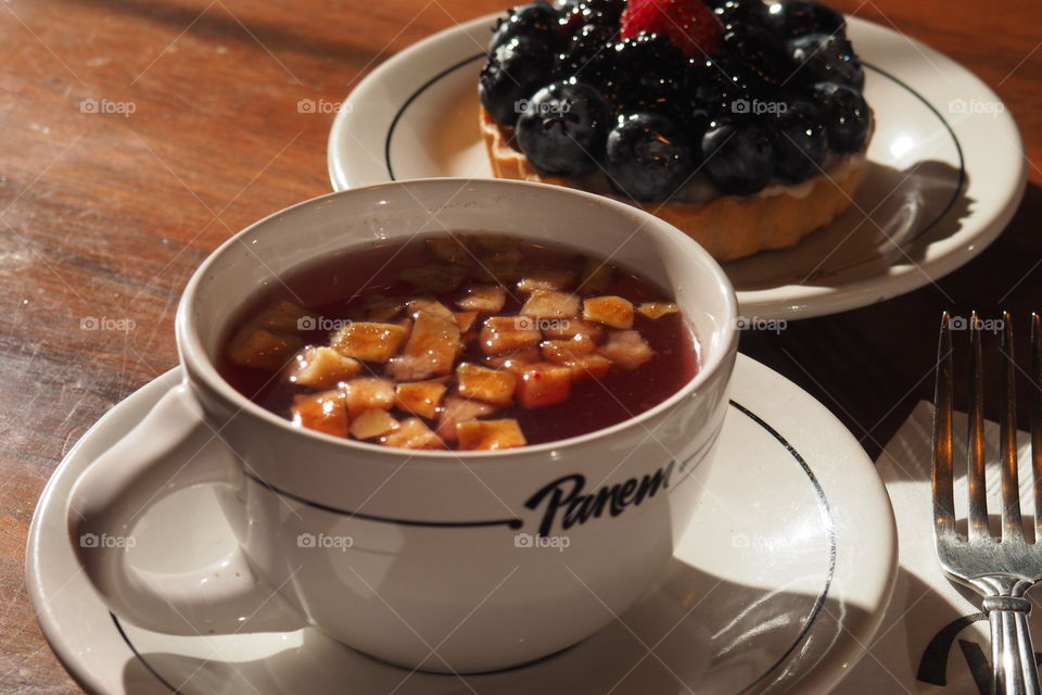 Hot tea infussion fruit beverage