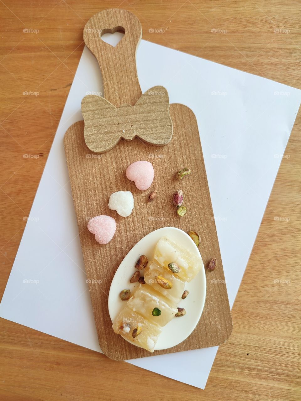 traditional sweets on wooden table