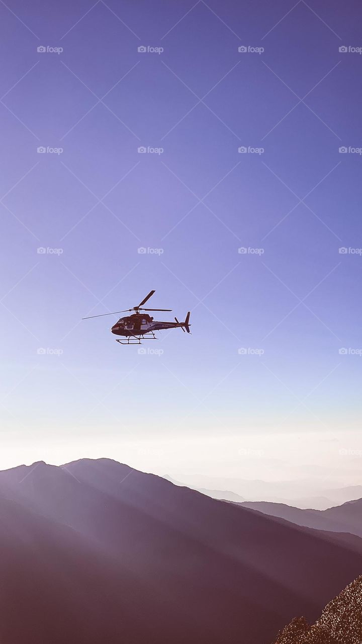 Helicopter on the top of mountain in Nepal