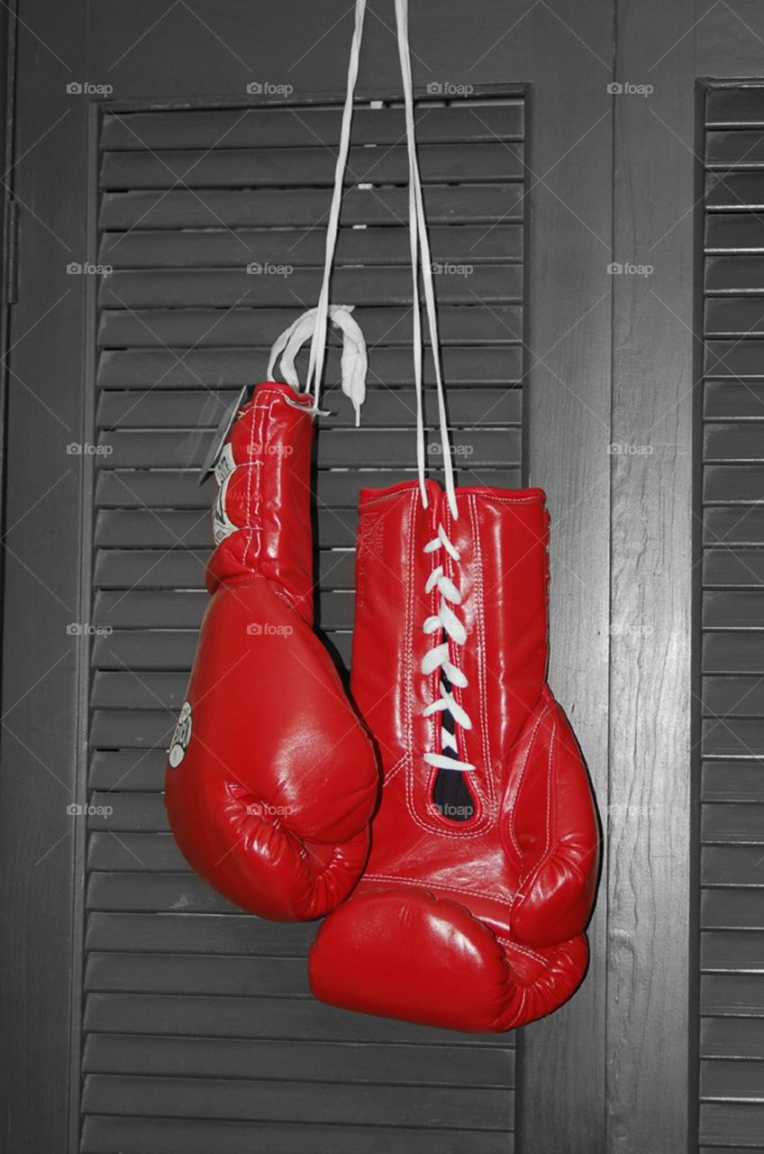 Boxing gloves in color splash 