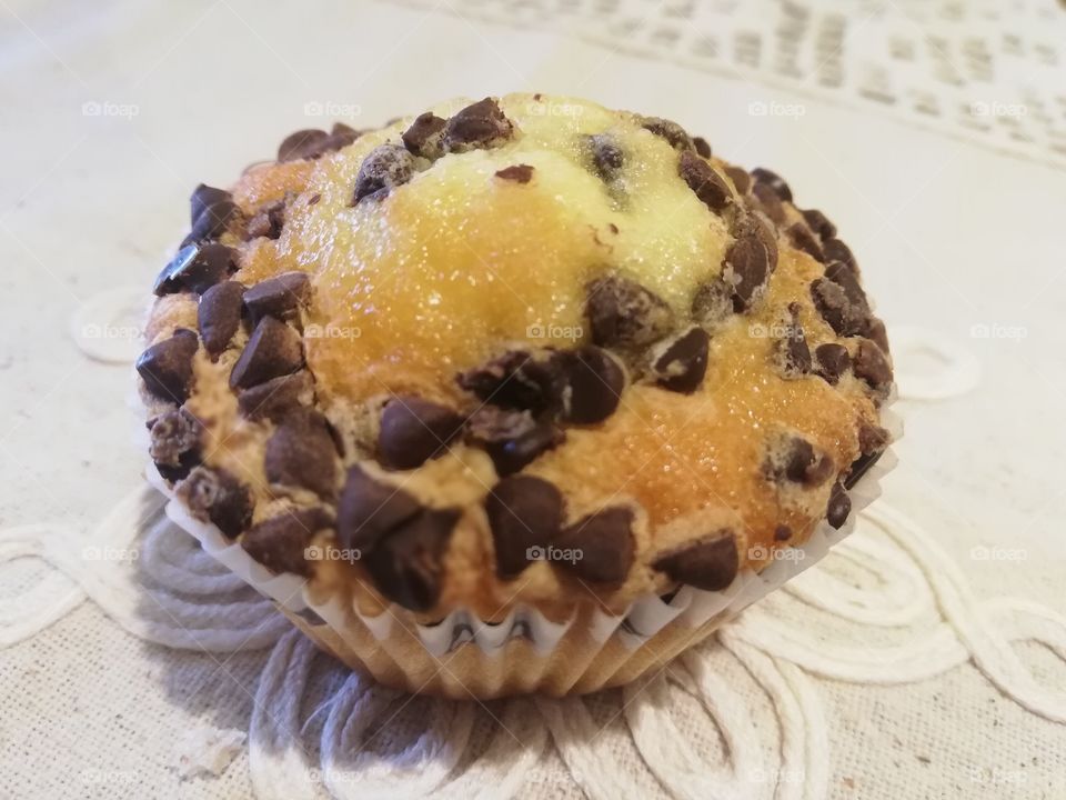 Small pastry with homemade chocolate