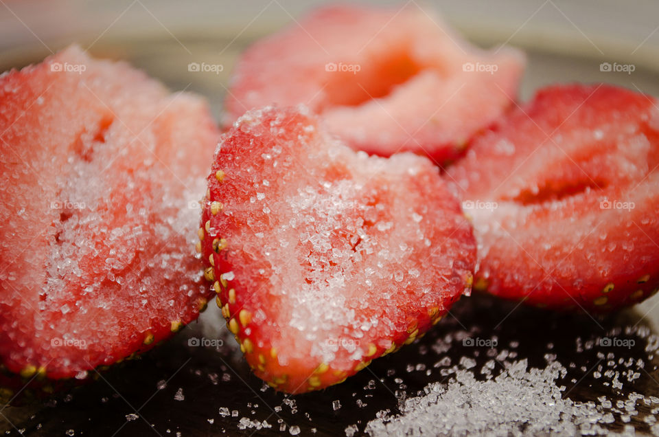 Sugar on strawberry