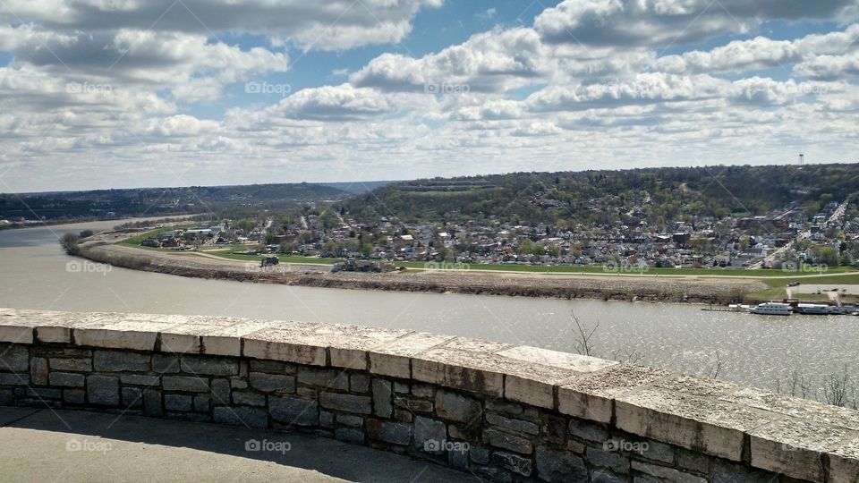 View from Eden Park, Cincinnati, Ohio. Looking across the Ohio River onto Northern Kentucky.