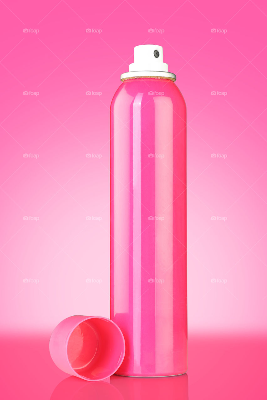 Pink Colored Deodorant Can Isolated