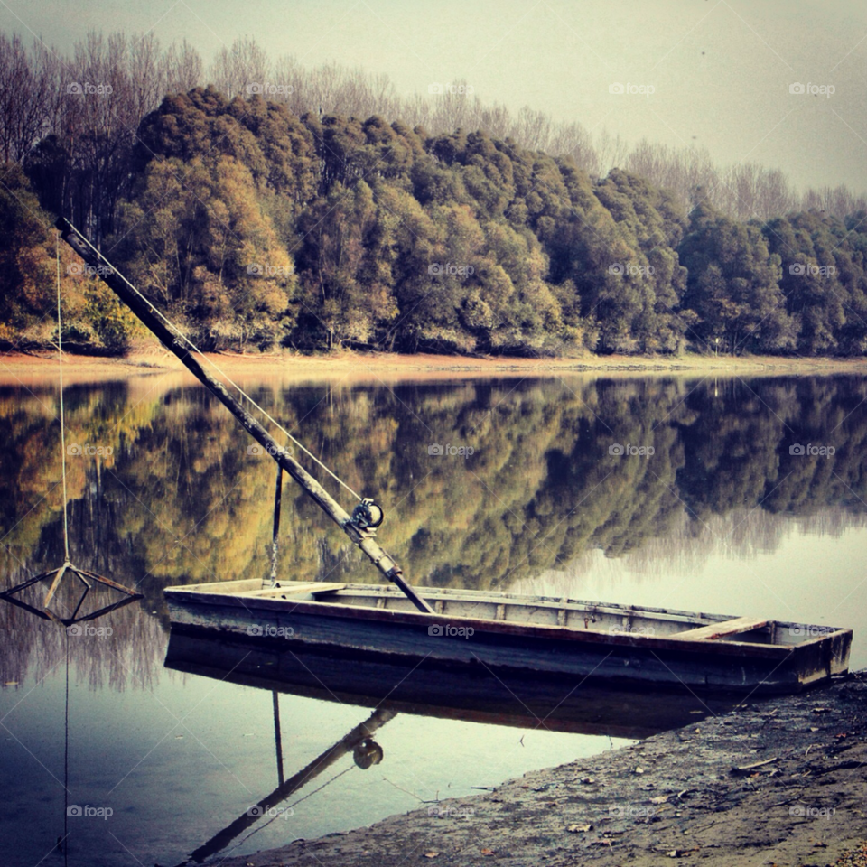 autumn river boat riverside by lelencjud