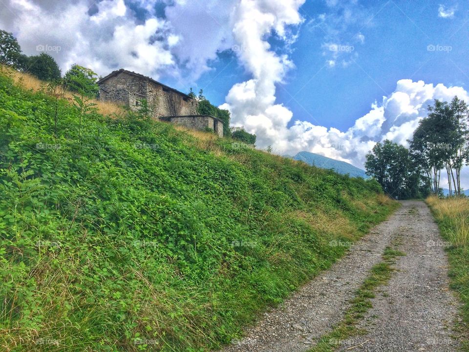 Mountain path in summer time