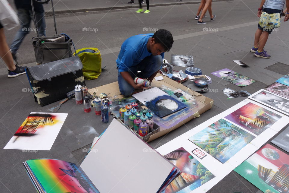 Painters at work in Rome.