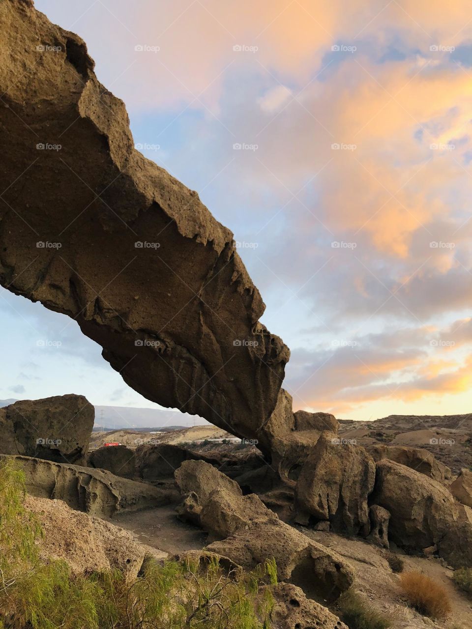 Natural arch in the sunrise