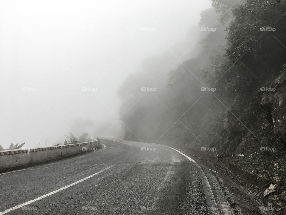 Foggy morning - Hai Van Pass in Vietnam 