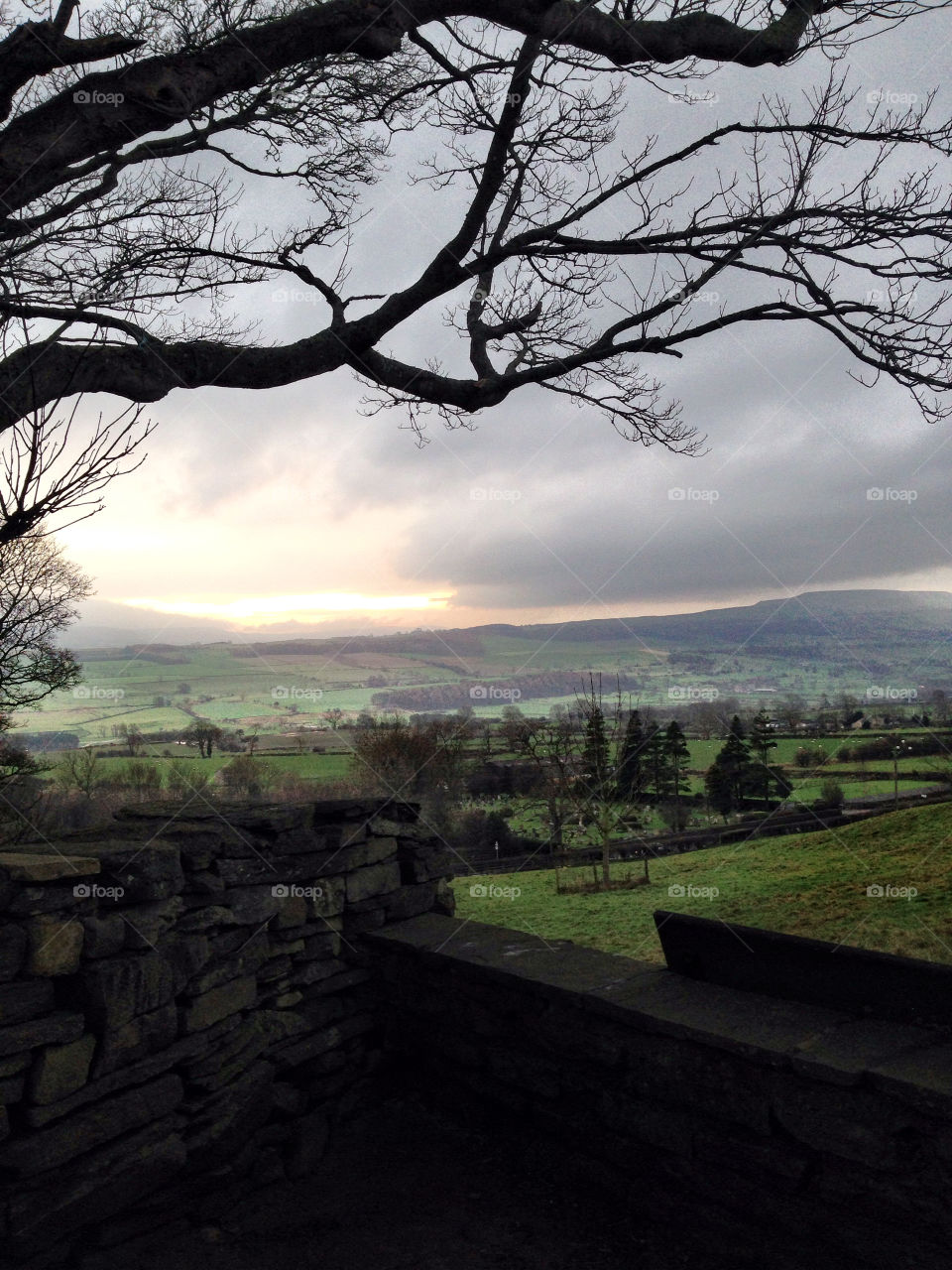 Dusk at The Shawl Leyburn . North Yorkshire landscape , evening dusk view from the Shawl Leyburn 