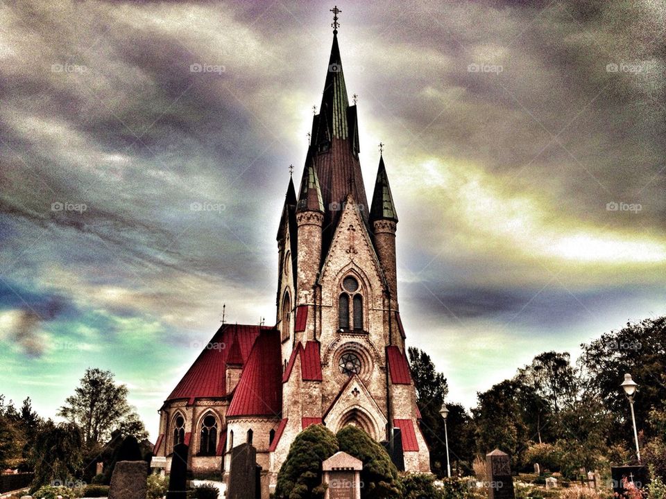 Church in vivid sky