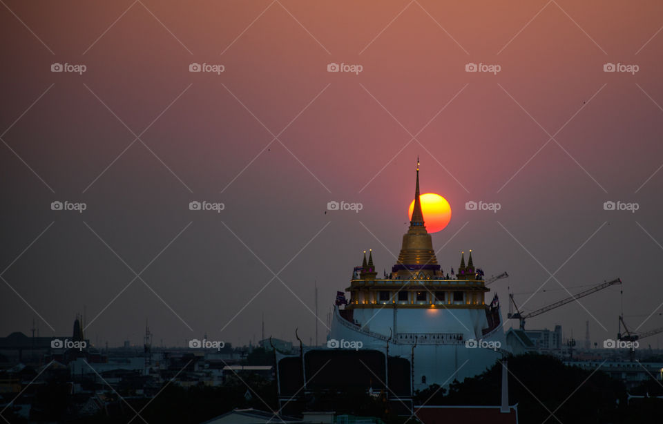 Golden mountain during sunset